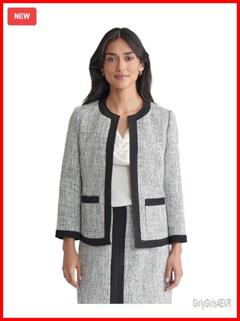 Tweed Blazer With Frame Detail - Tailored Office Wear